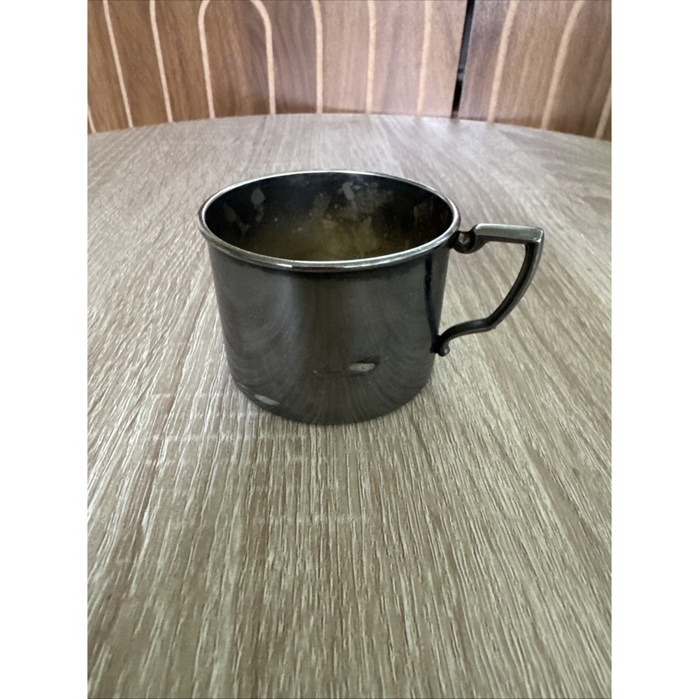 Antique Silver-Plated Decorative Cup with Handle Vintage Collectible Drinkware